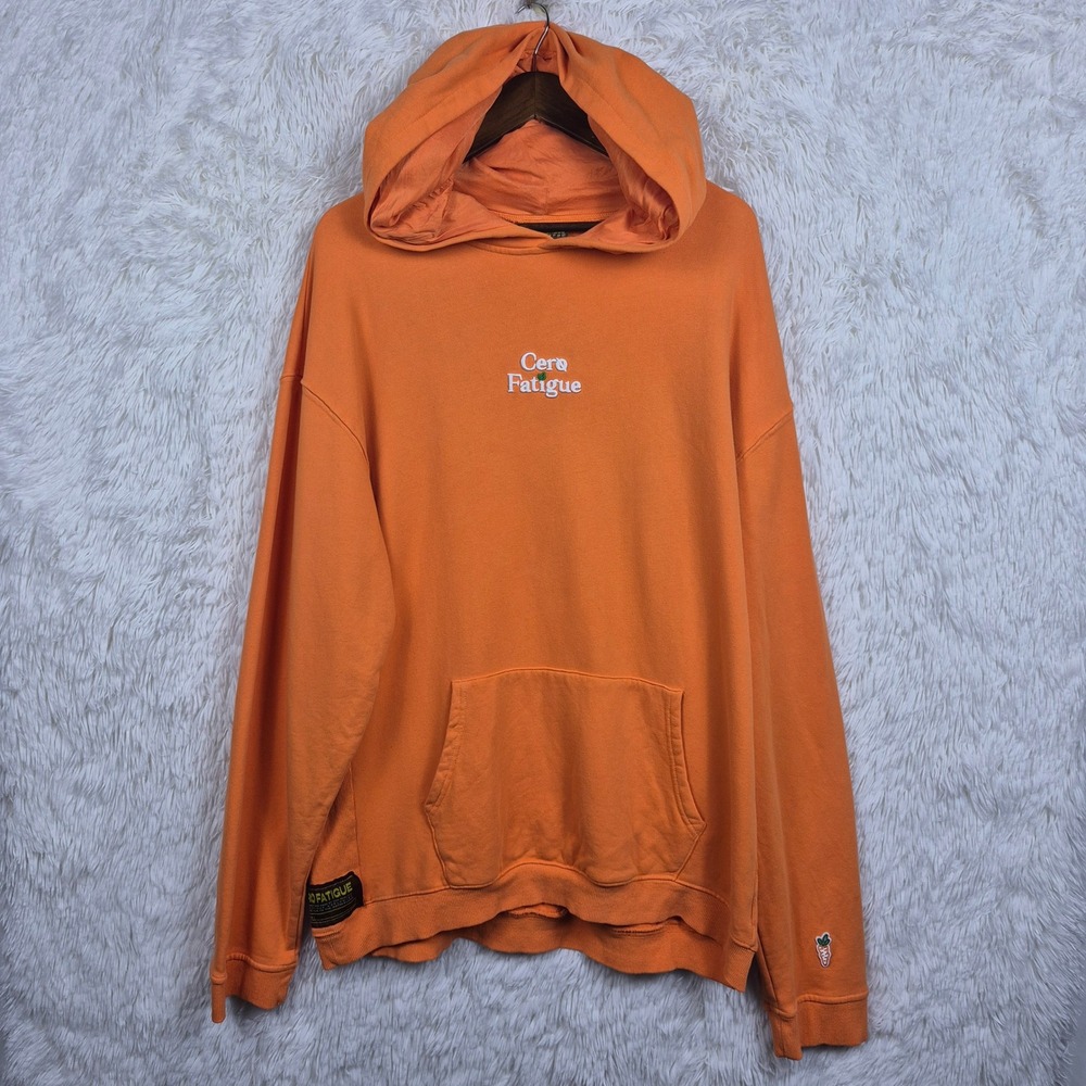 Zero Fatigue Orange Silk Lined Hoodie Mens 2X Smino Streetwear Pullover